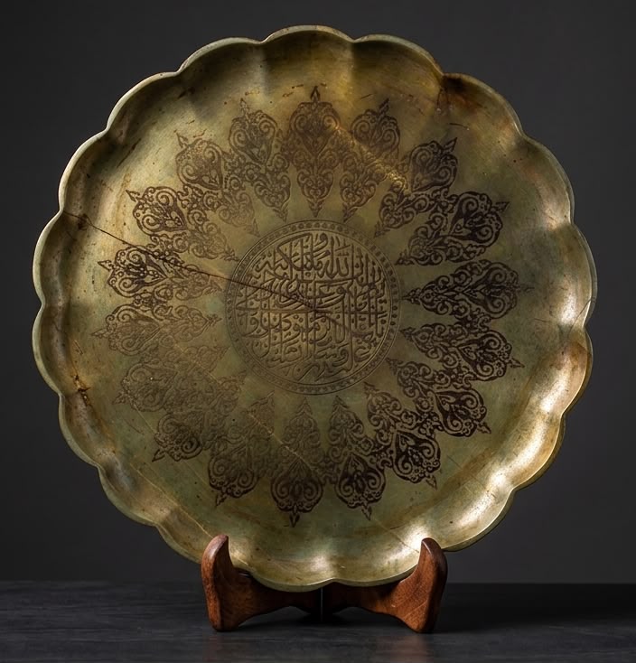 Islamic jade-stone green plate.